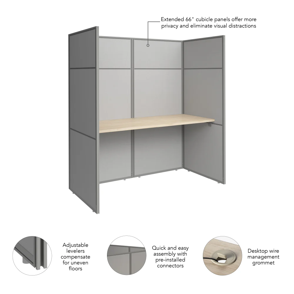Easy Office 60W Cubicle Desk Workstation with 66H Closed Panels - Image 15