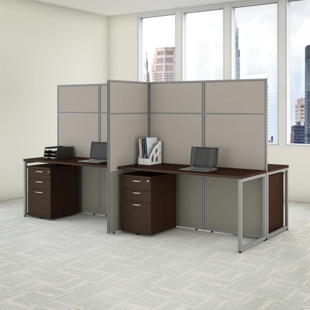 Easy Office 60W Cubicle Desk Workstation with 66H Closed Panels - Image 3