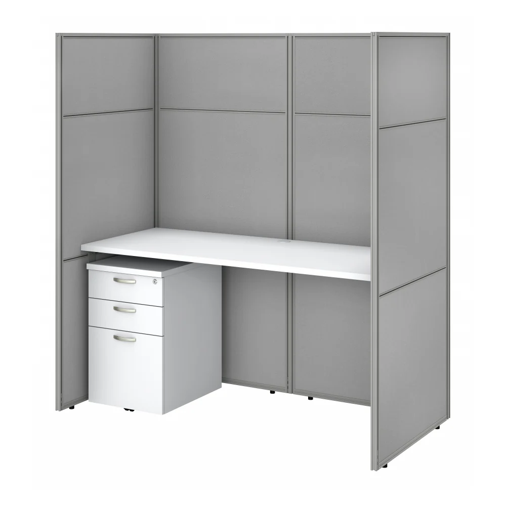 Easy Office 60W Cubicle Desk with File Cabinet and 66H Closed Panels Workstation - Image 13