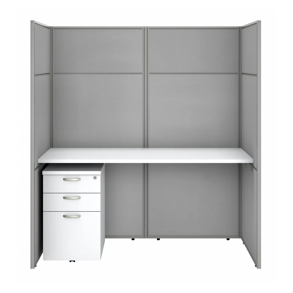 Easy Office 60W Cubicle Desk with File Cabinet and 66H Closed Panels Workstation - Image 15