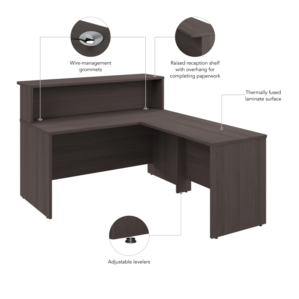 Arrive 60W x 72D L Shaped Reception Desk with Shelf - Image 8