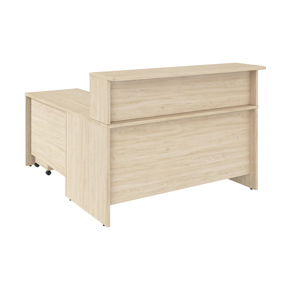 Arrive 60W x 72D L Shaped Reception Desk with Shelf and Mobile File Cabinet - Image 19
