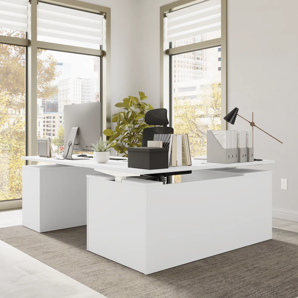 Stratus 60W x 78D Height Adjustable L Shaped Standing Desk with Drawers - Image 6