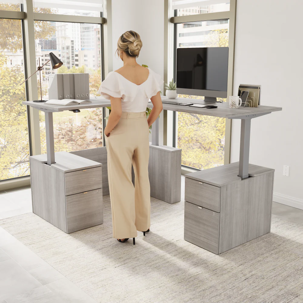 Stratus 60W x 78D Height Adjustable L Shaped Standing Desk with Drawers - Image 9