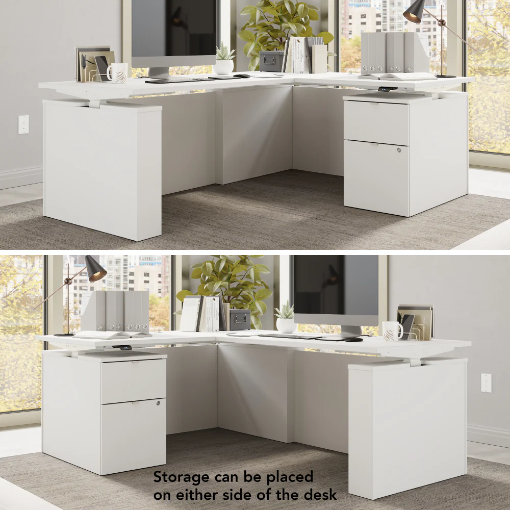 Stratus 60W x 78D Height Adjustable L Shaped Standing Desk with File Cabinet - Image 6