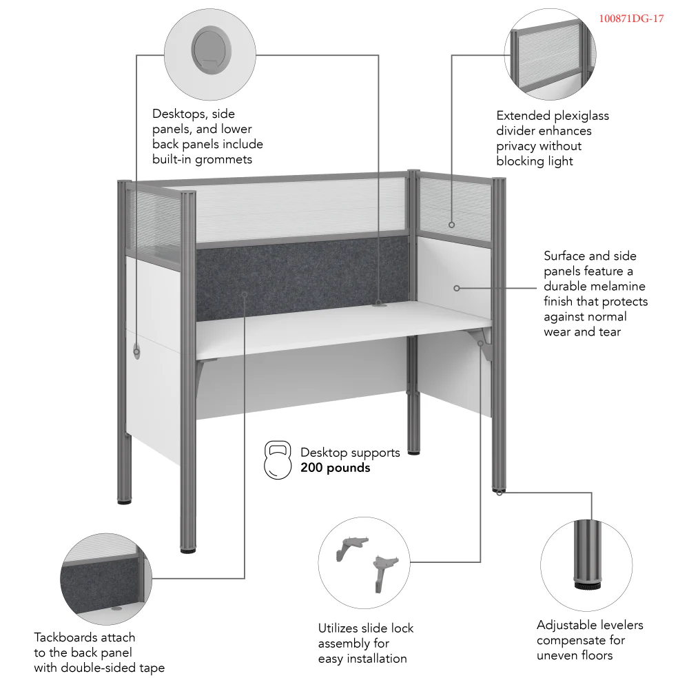 ProBiz Single Cubicle Desk for Office with High Privacy Panels and Tackboard - Image 6