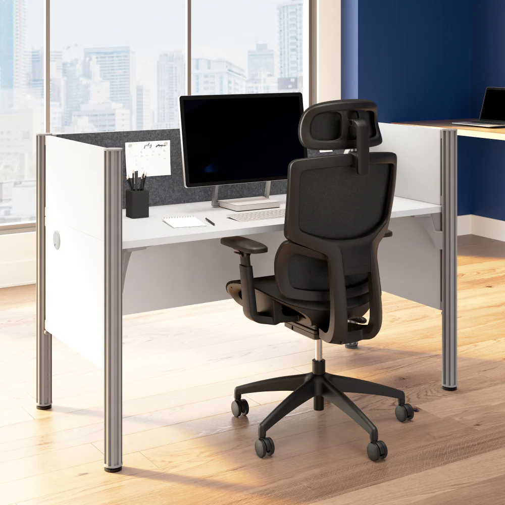 ProBiz Single Cubicle Desk for Office with Low Privacy Panels and Tackboard - Image 2