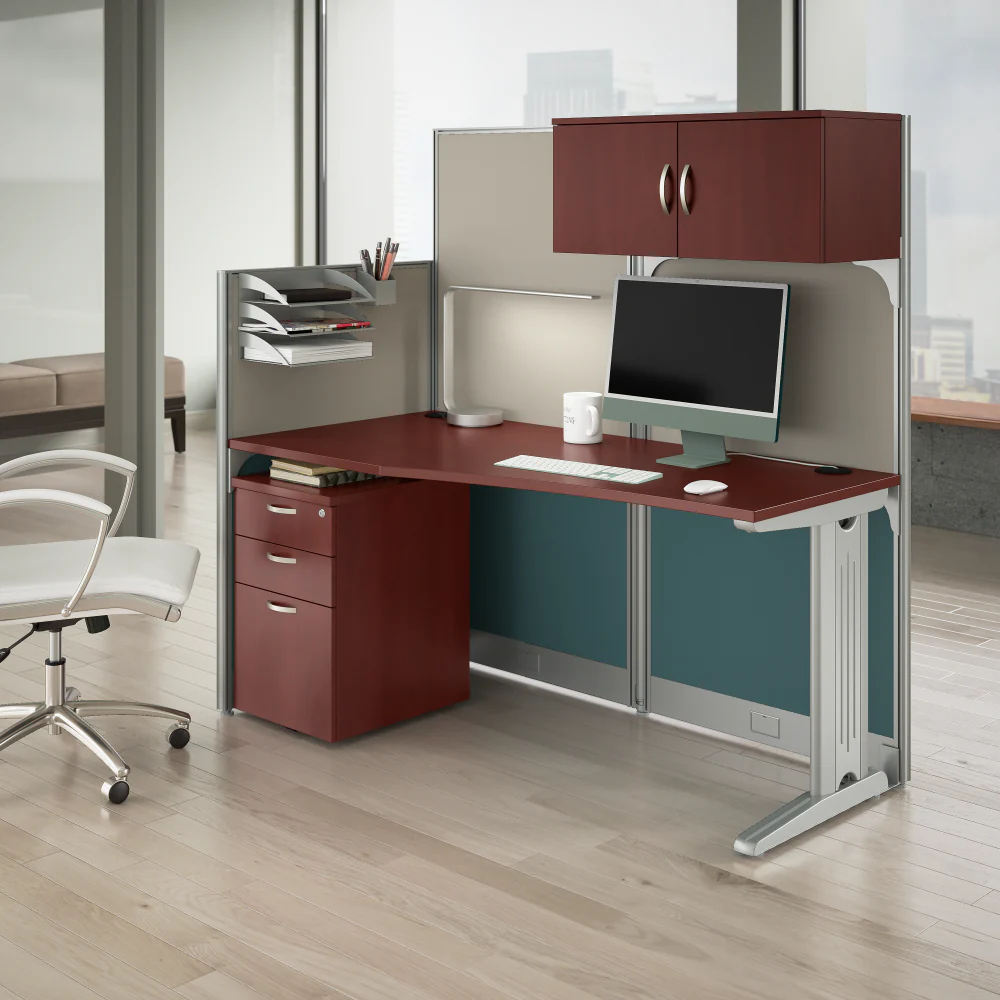 Office in an Hour 65W Straight Cubicle Desk with Storage, Drawers, and Organizers - Image 10