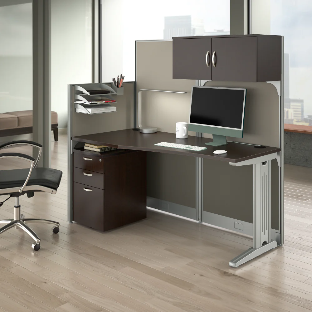 Office in an Hour 65W Straight Cubicle Desk with Storage, Drawers, and Organizers - Image 18