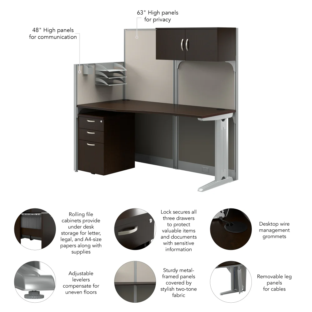 Office in an Hour 65W Straight Cubicle Desk with Storage, Drawers, and Organizers - Image 23
