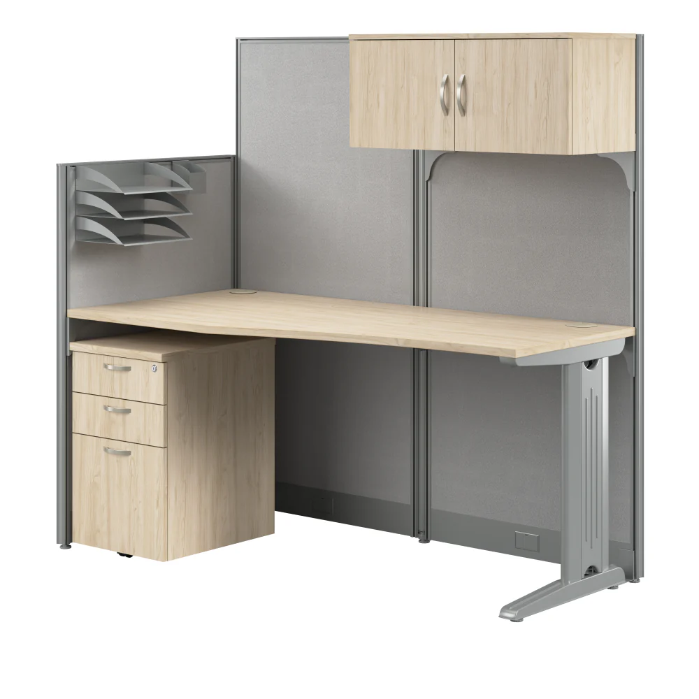 Office in an Hour 65W Straight Cubicle Desk with Storage, Drawers, and Organizers - Image 24
