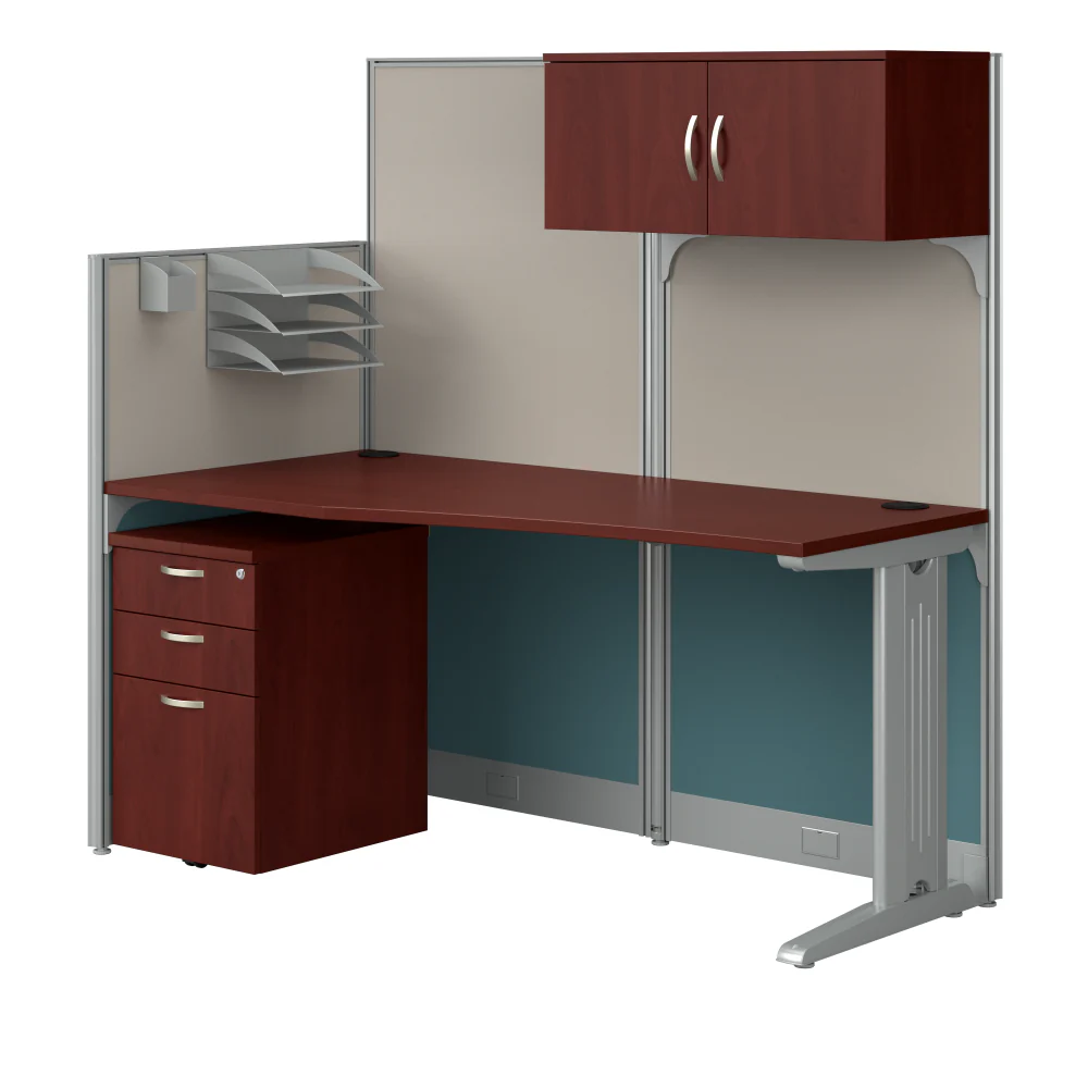 Office in an Hour 65W Straight Cubicle Desk with Storage, Drawers, and Organizers - Image 9