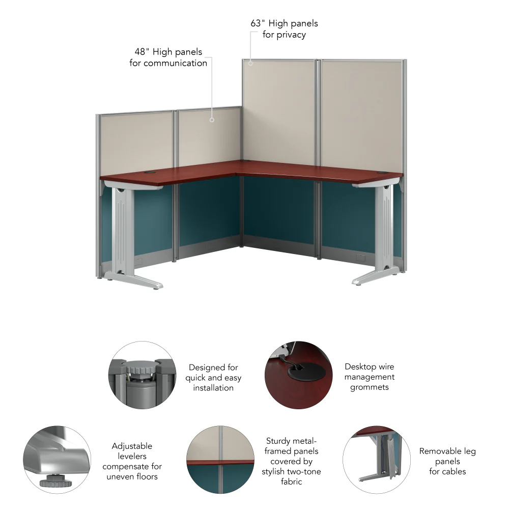 Office in an Hour 65-inch L Shaped Cubicle Desk - Image 36