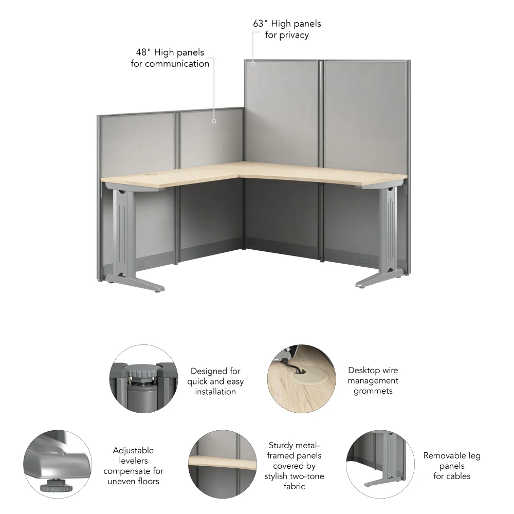 Office in an Hour 65-inch L Shaped Cubicle Desk - Image 7