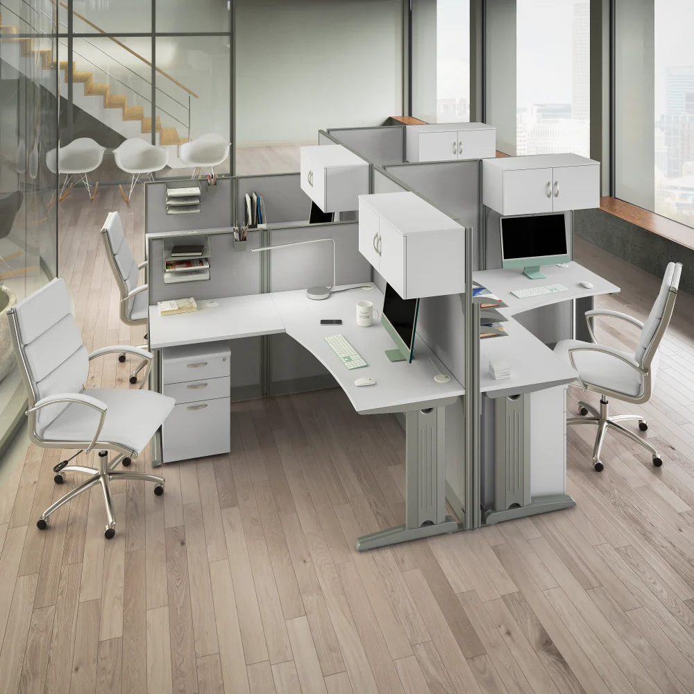 Office in an Hour 65W L Shaped Cubicle Desk with Storage, Drawers, and Organizers - Image 10