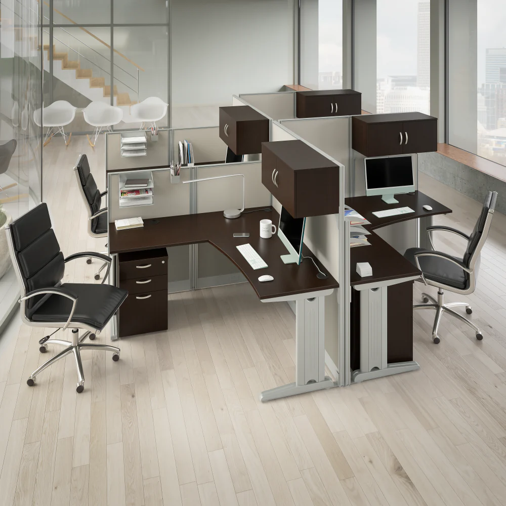 Office in an Hour 65W L Shaped Cubicle Desk with Storage, Drawers, and Organizers - Image 3