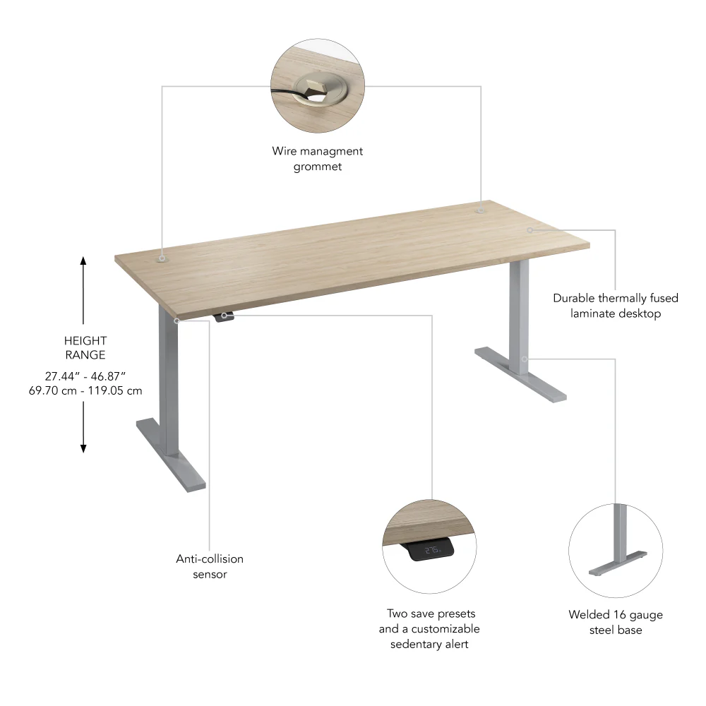 Move 60 Series 72W x 30D Electric Height Adjustable Standing Desk - Image 6
