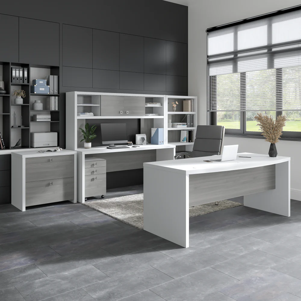 Echo 72W Bow Front L Shaped Desk and Chair Set - Image 3