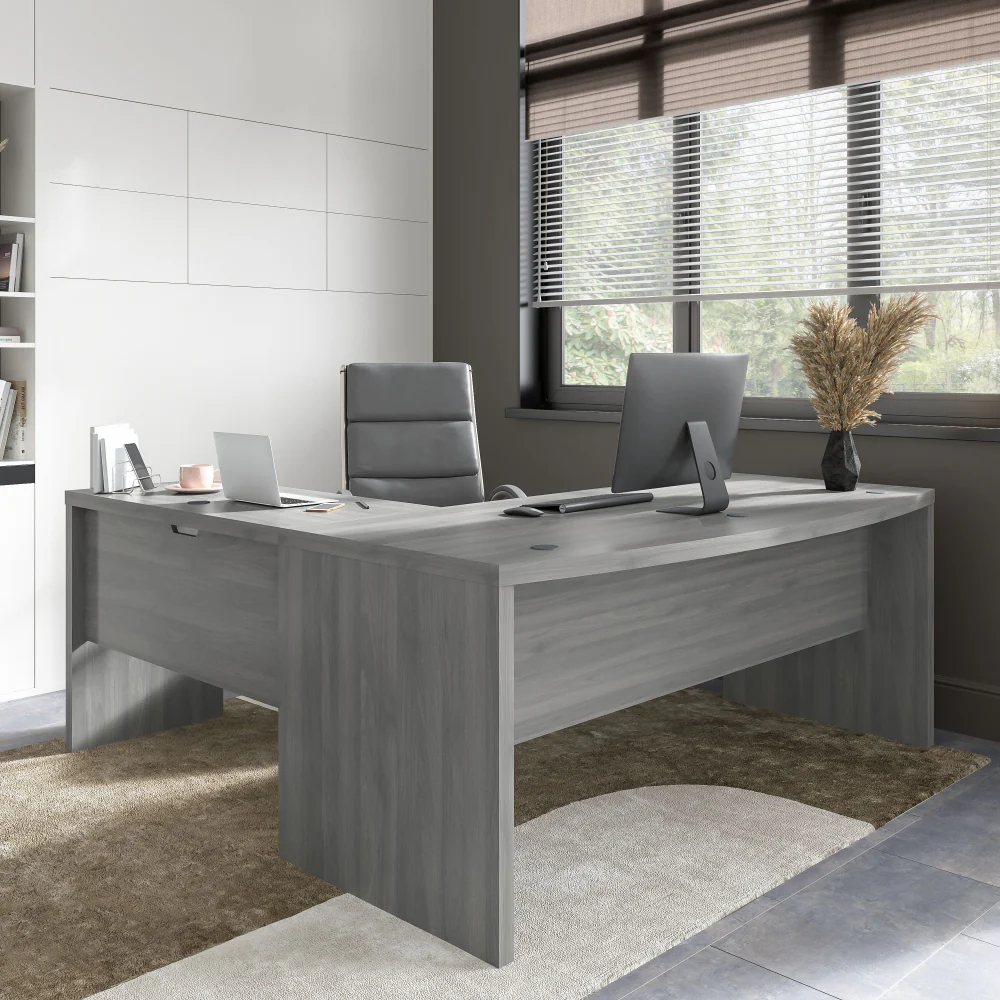 Echo 72W Bow Front L Shaped Desk and Chair Set - Image 9
