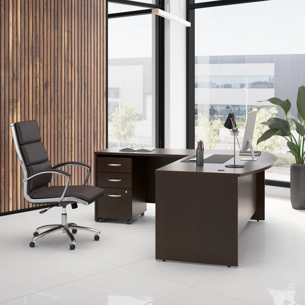 Series C 72W Bow Front L Shaped Desk with 42W Return and Mobile File Cabinet - Image 2