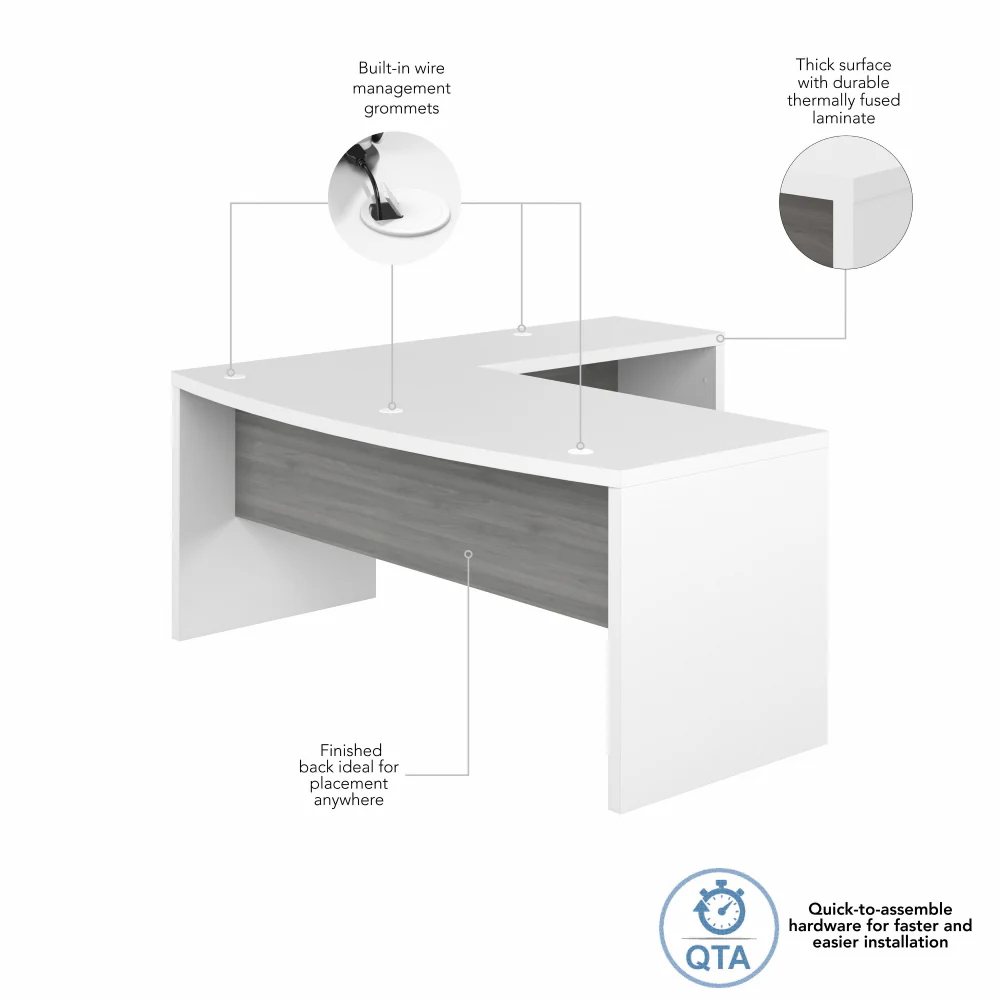 Echo 72W Bow Front L Shaped Desk - Image 6