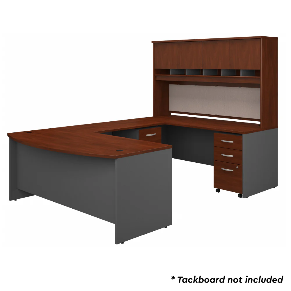 72W Bow Front U Shaped Desk with Hutch and Storage - Image 3