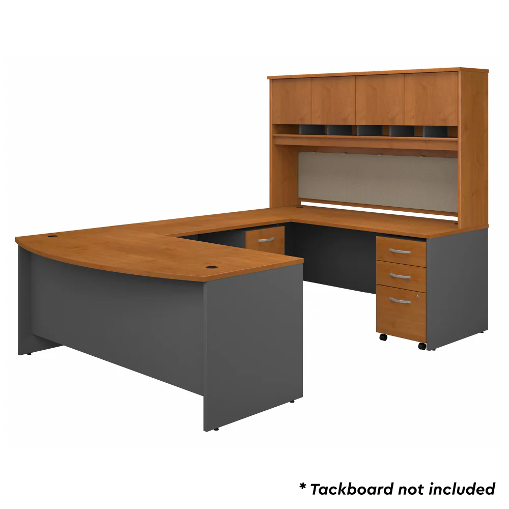 72W Bow Front U Shaped Desk with Hutch and Storage - Image 9