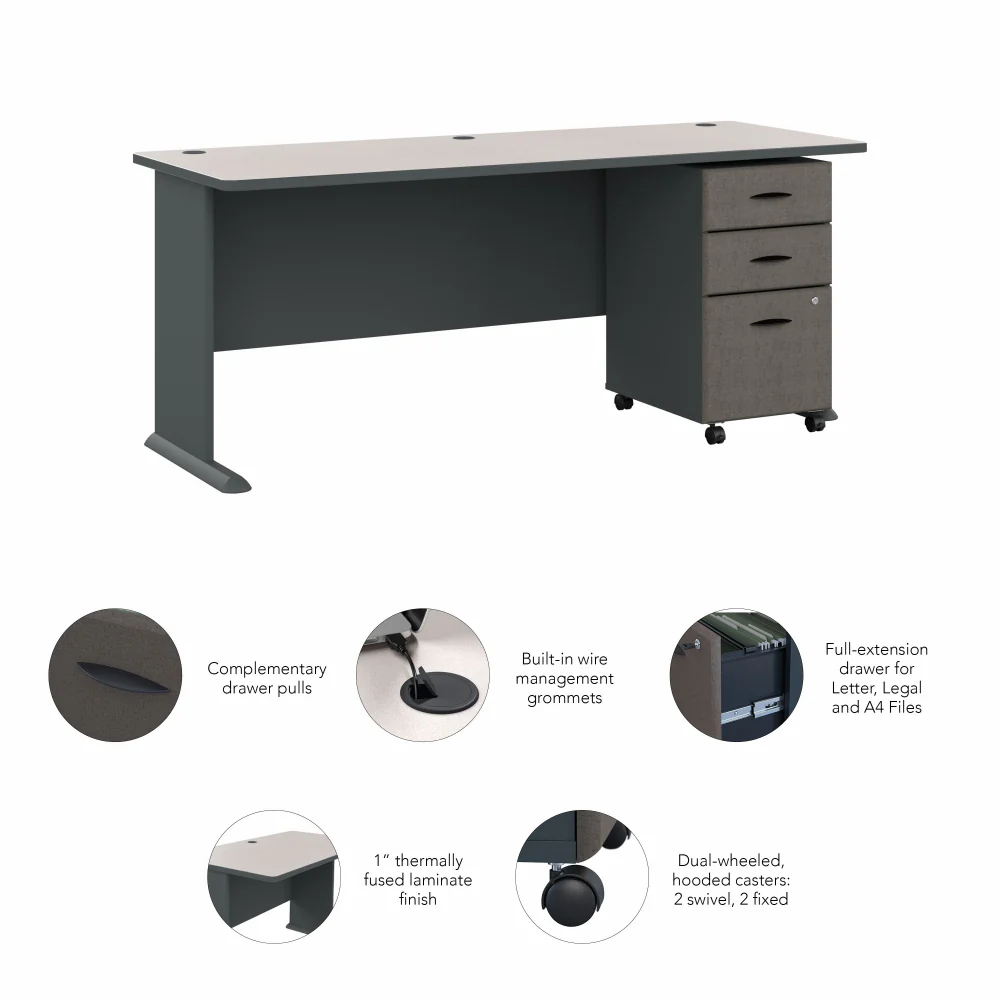Series A 72W Desk with Mobile File Cabinet - Image 18