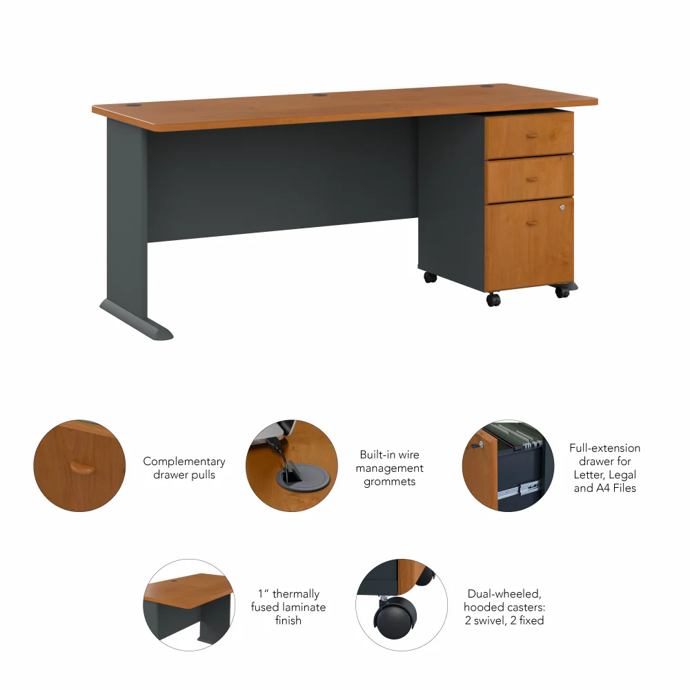 Series A 72W Desk with Mobile File Cabinet - Image 6