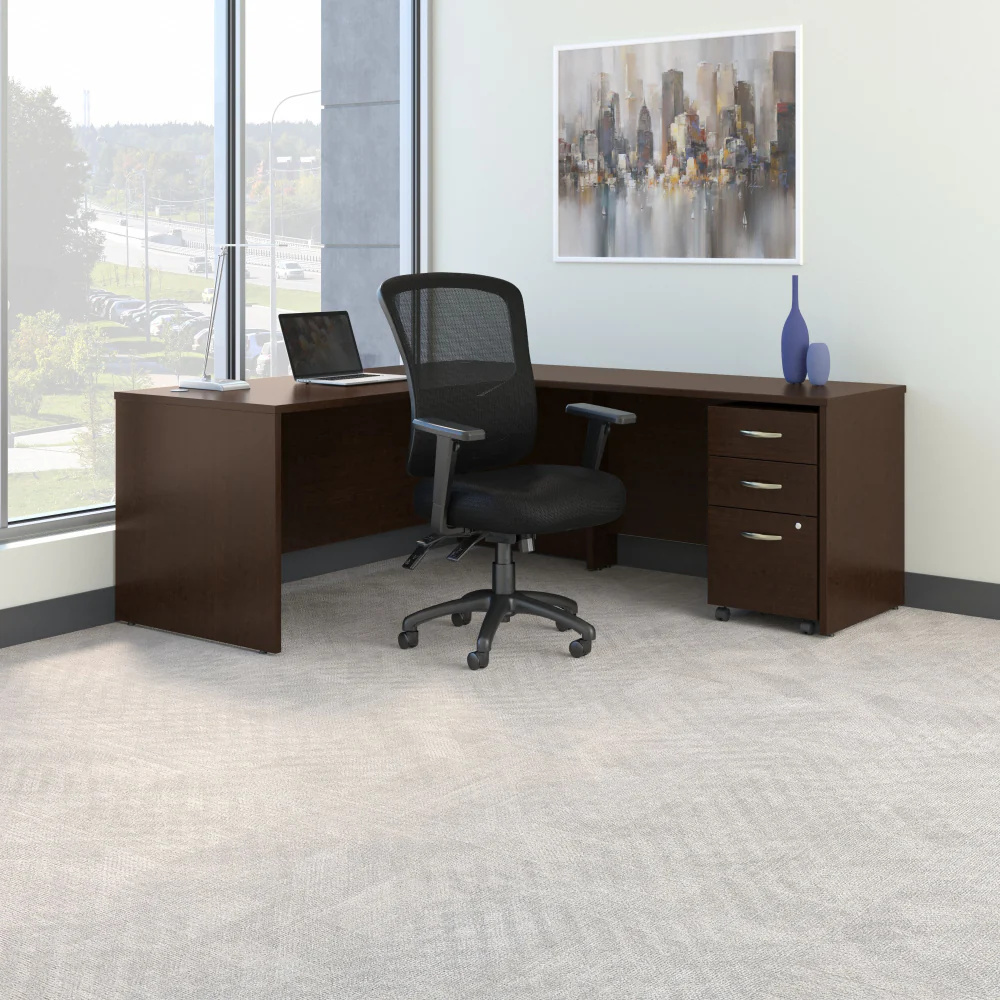 Series C 72W L Shaped Desk with Mobile File Cabinet and High Back Multifunction Office Chair - Image 2