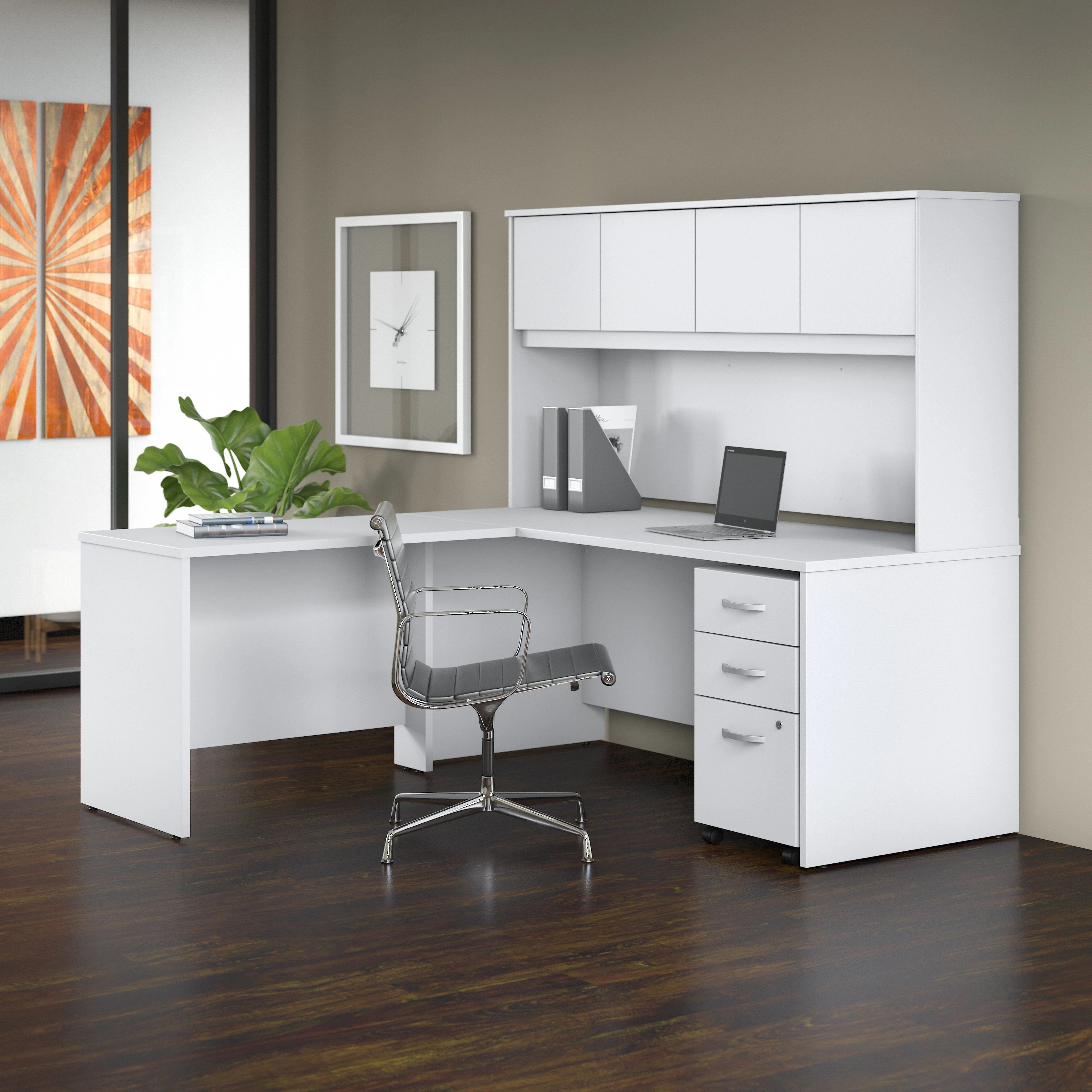 Studio C 72W x 30D L Shaped Desk with Hutch, Mobile File Cabinet and 42W Return - Image 16