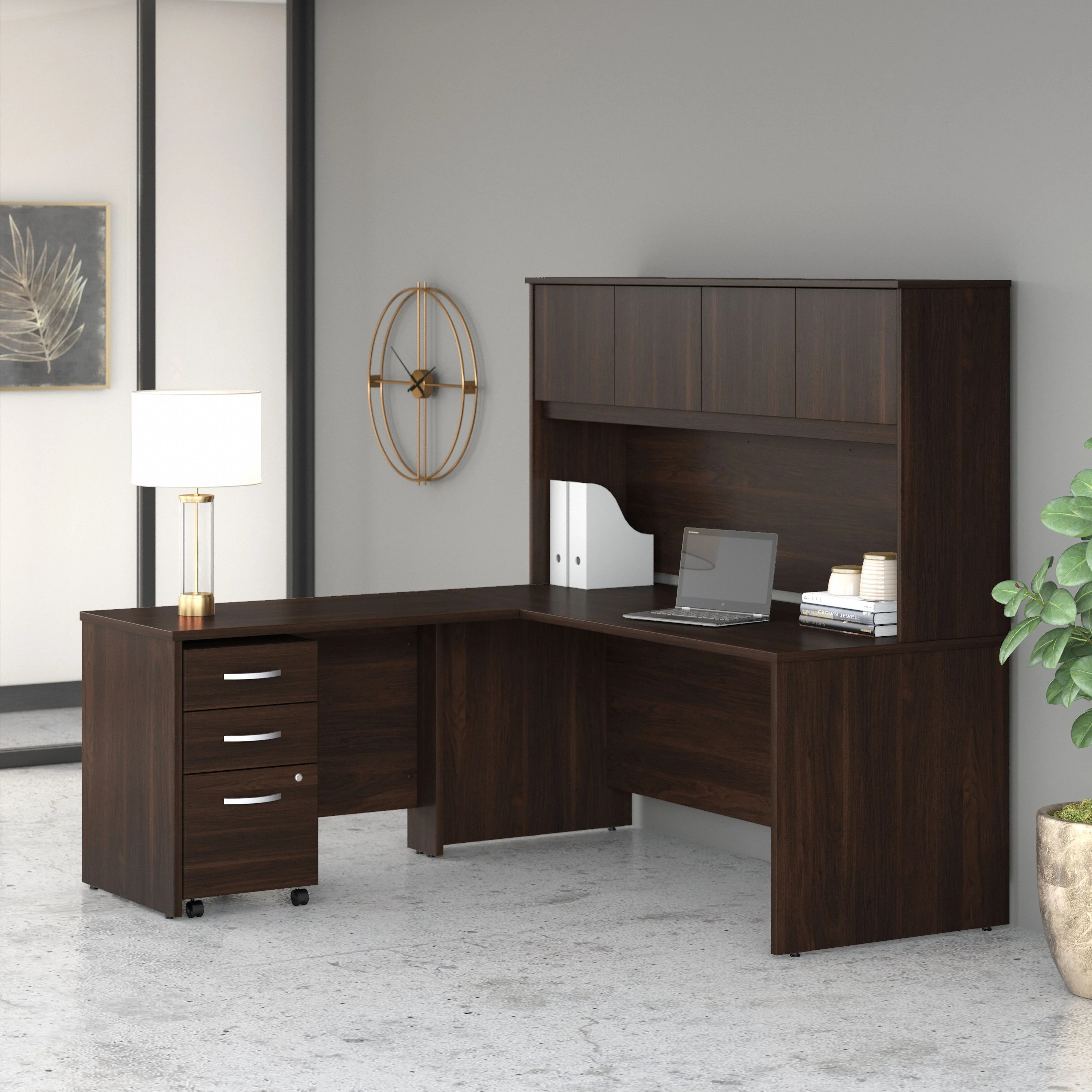 Studio C 72W x 30D L Shaped Desk with Hutch, Mobile File Cabinet and 42W Return - Image 7