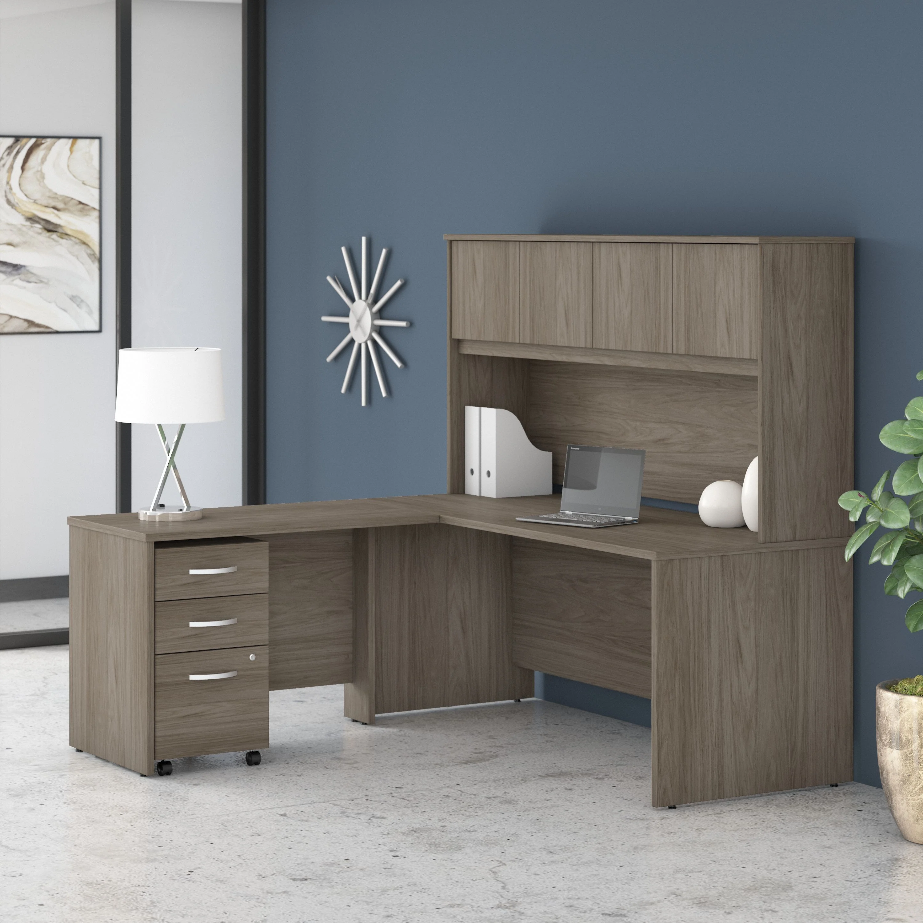 Studio C 72W x 30D L Shaped Desk with Hutch, Mobile File Cabinet and 42W Return - Image 9