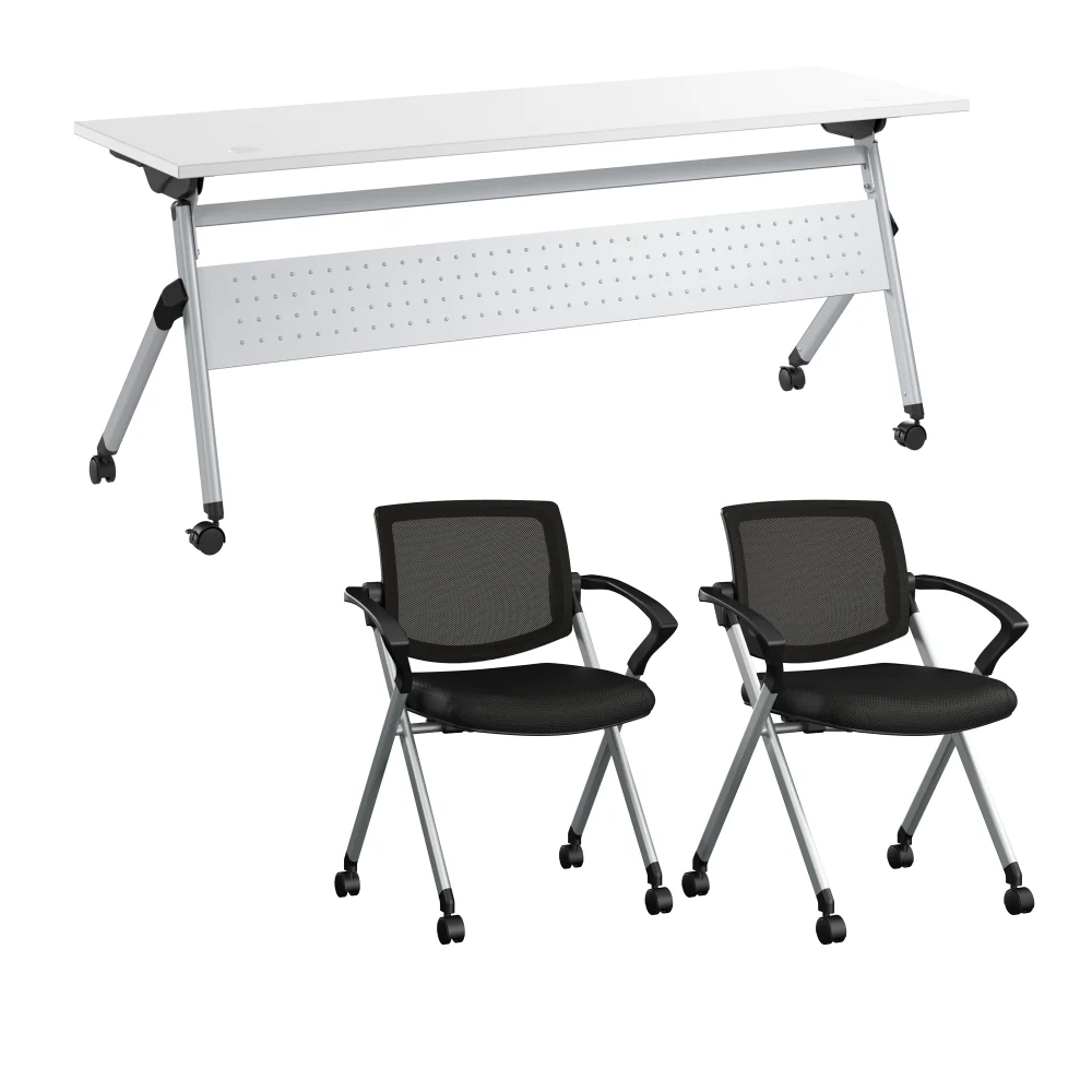 Envision 72W Folding Training Table and 2 Folding Chairs with Arms - Image 7