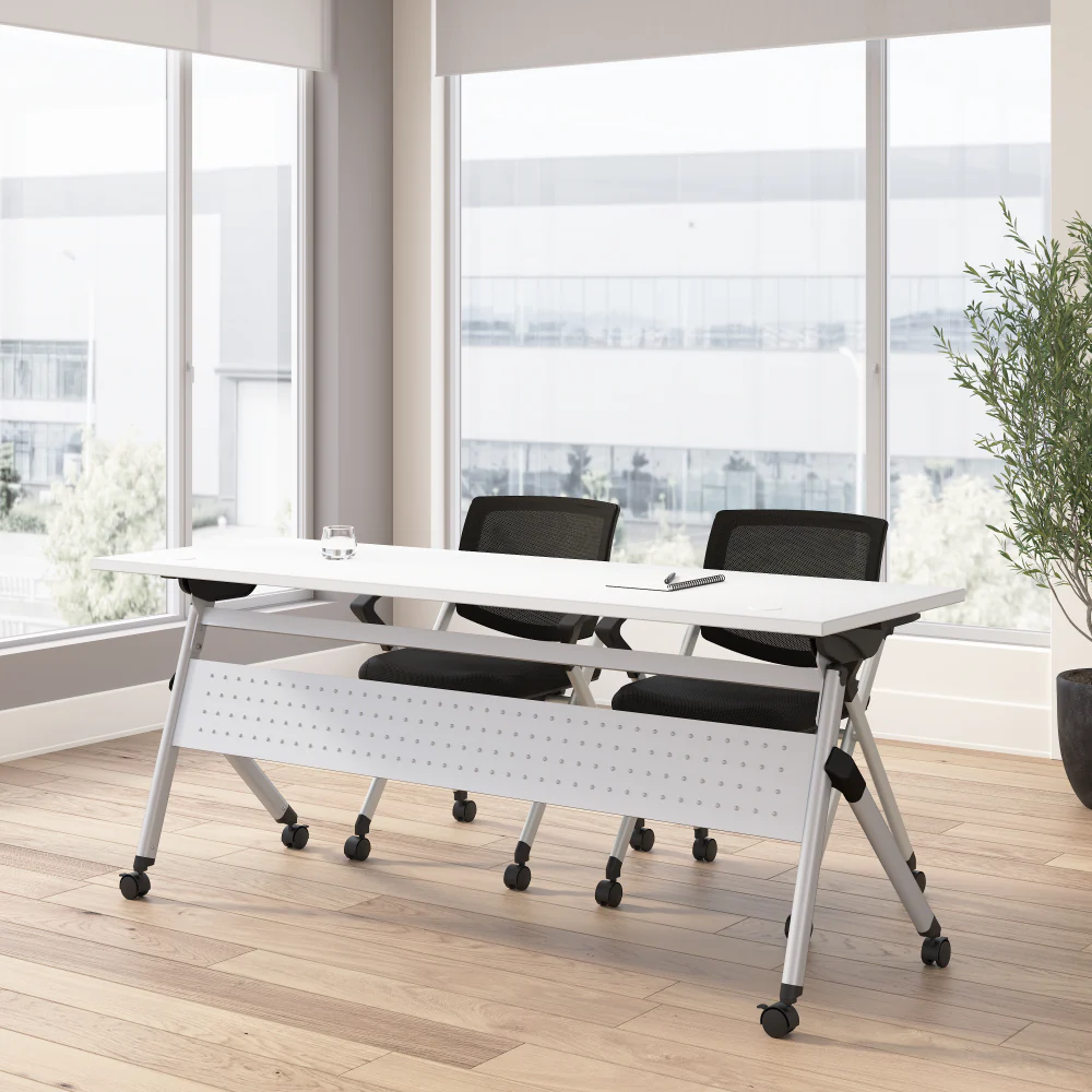 Envision 72W Folding Training Table and 2 Folding Chairs with Arms - Image 8
