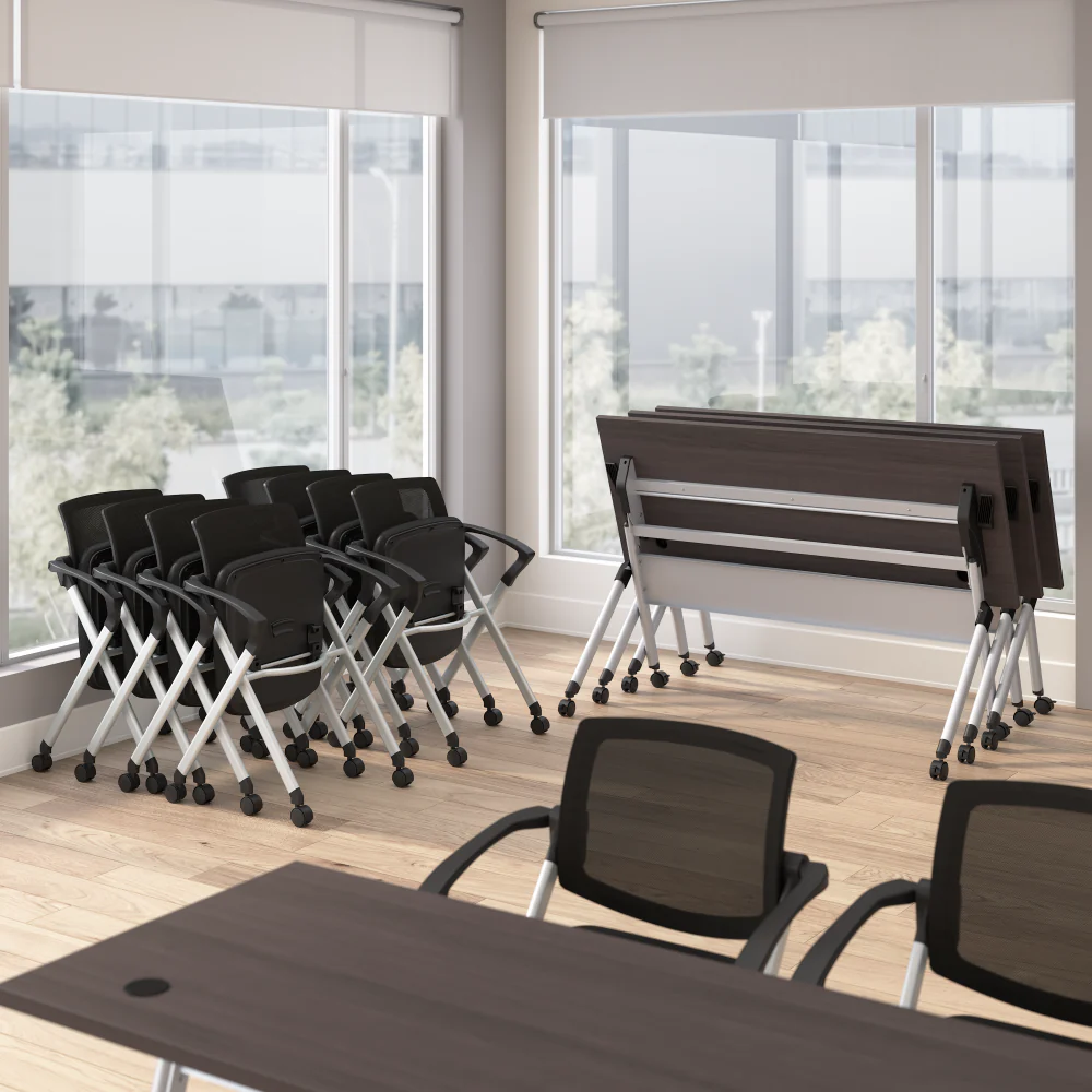 Envision 72W Training Table with Powered Grommets and 2 Chairs with Arms - Image 5