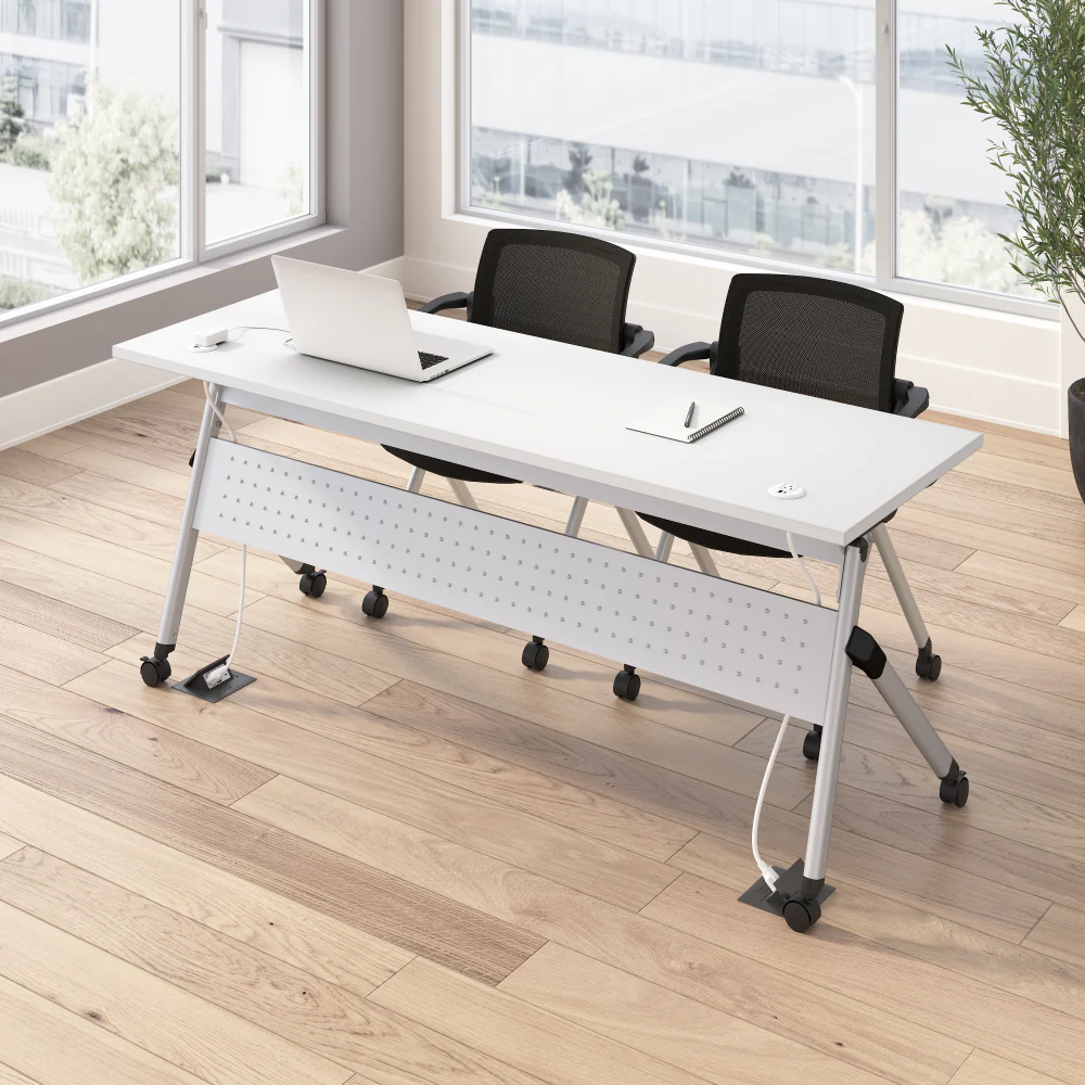 Envision 72W Training Table with Powered Grommets and 2 Chairs with Arms - Image 8