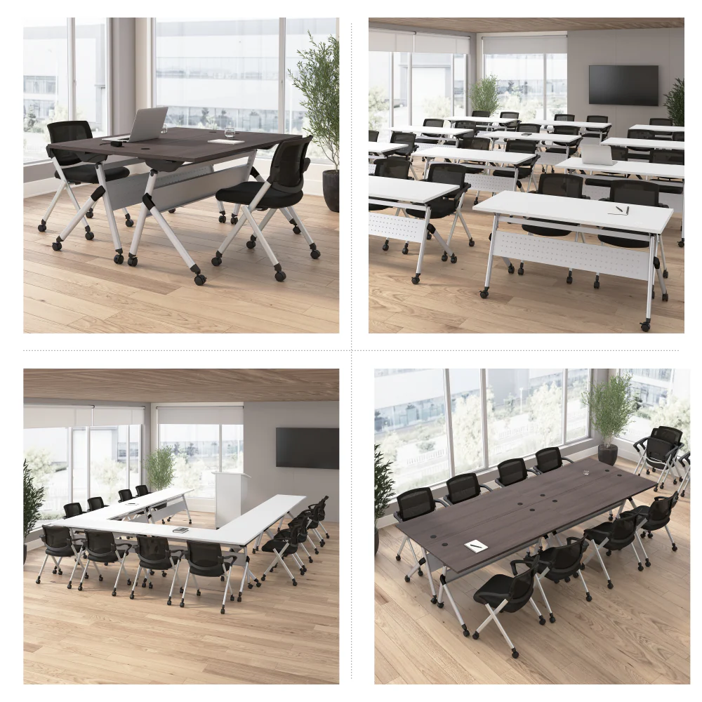 Envision 72W Folding Training Table with Powered Grommets and 2 Chairs - Image 3