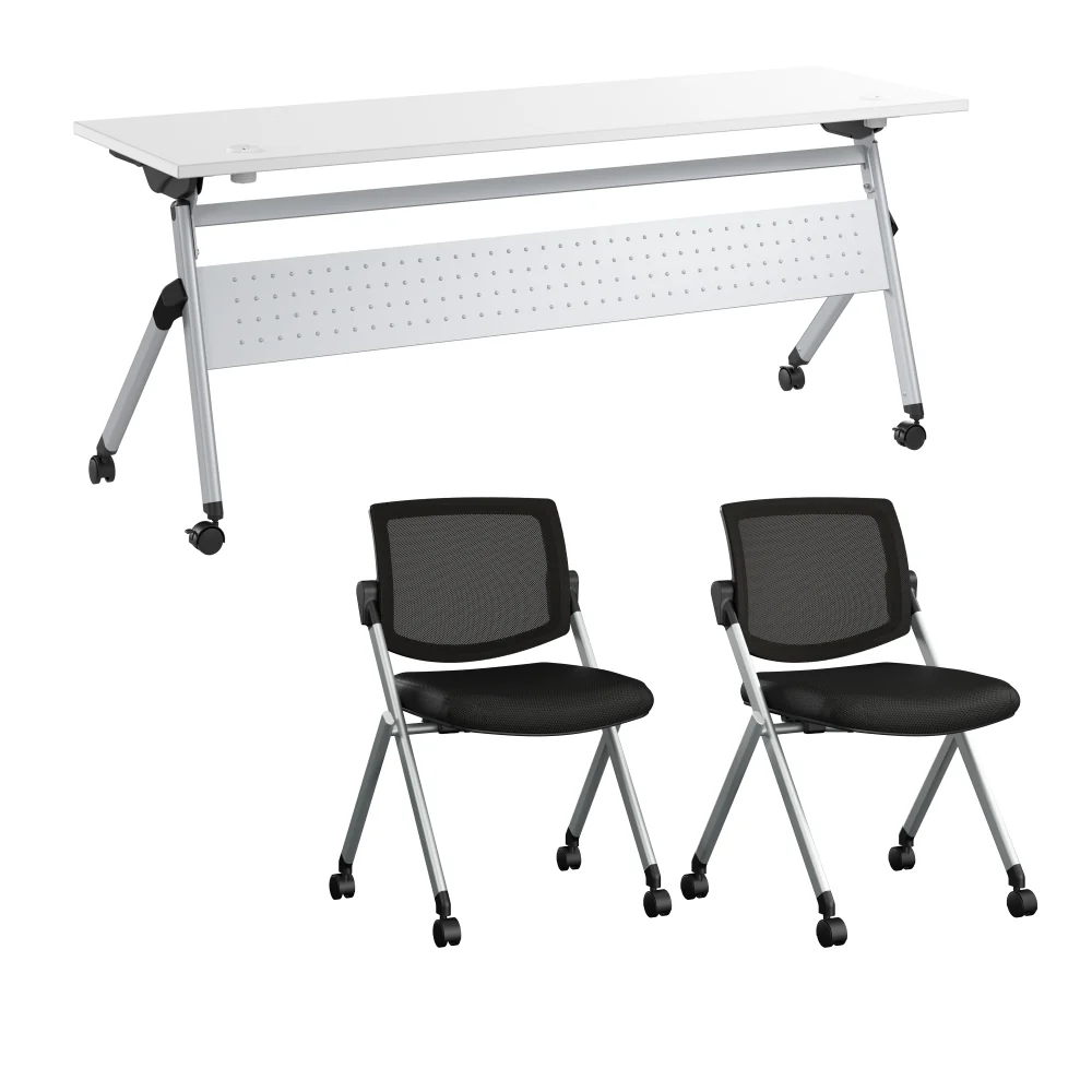 Envision 72W Folding Training Table with Powered Grommets and 2 Chairs - Image 7