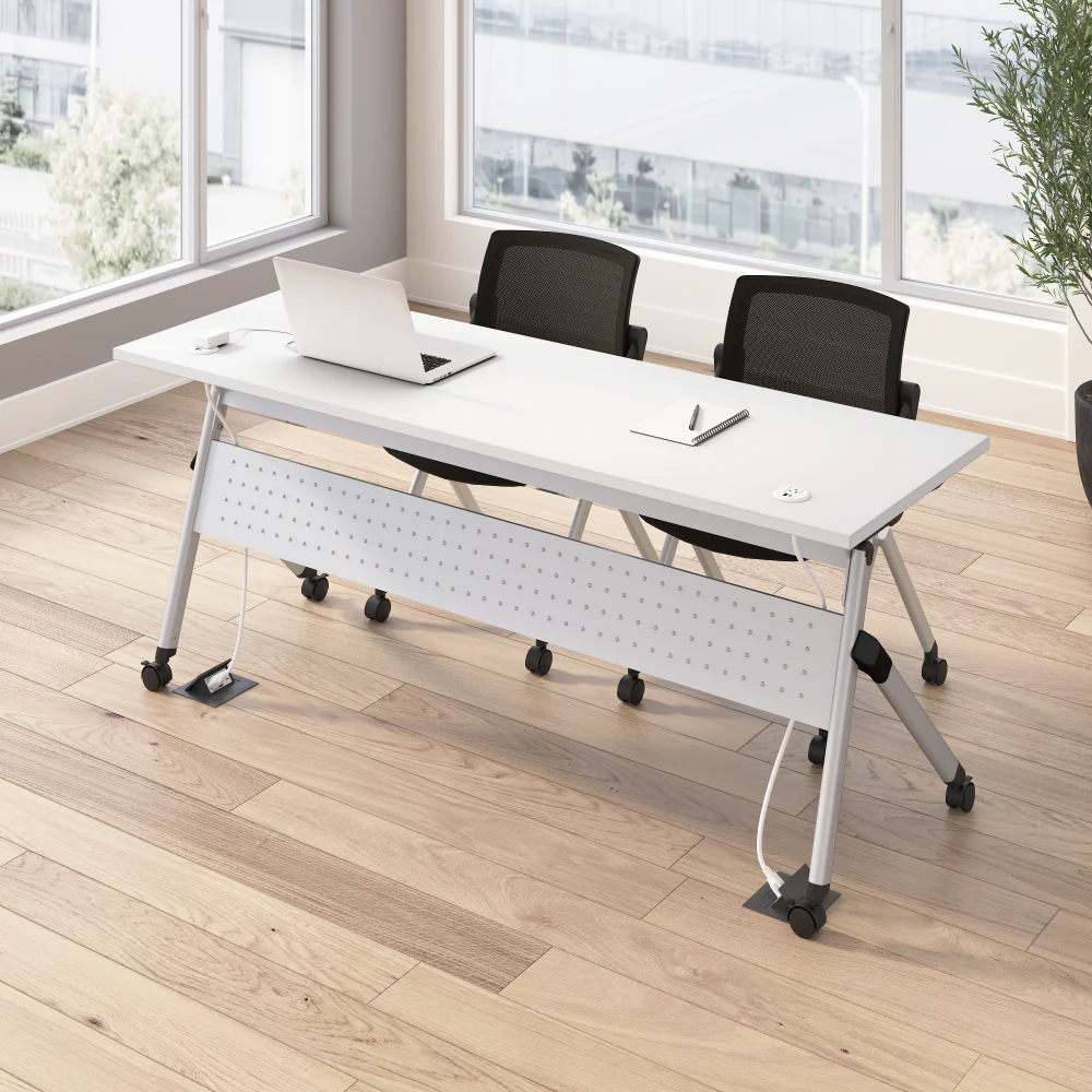 Envision 72W Folding Training Table with Powered Grommets and 2 Chairs - Image 8