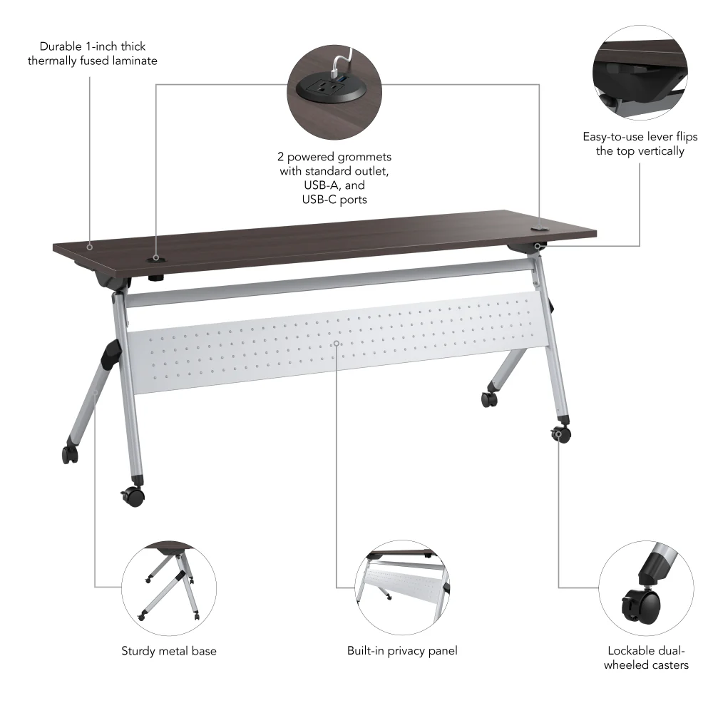 Envision 72W Folding Training Table with Powered Grommets - Image 6