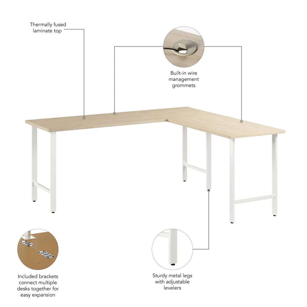 Hustle 72W x 24D L Shaped Computer Desk with Metal Legs - Image 14
