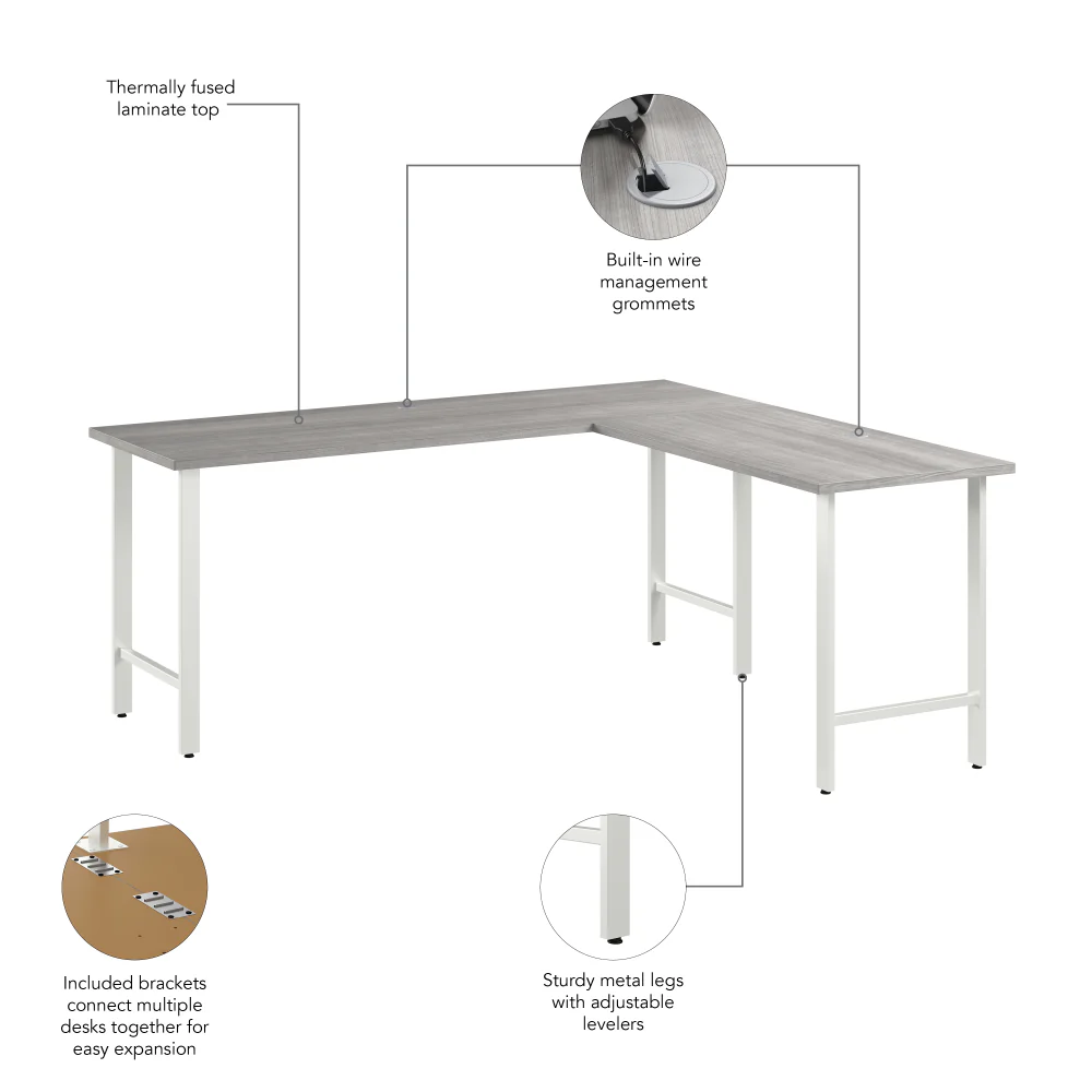 Hustle 72W x 24D L Shaped Computer Desk with Metal Legs - Image 21