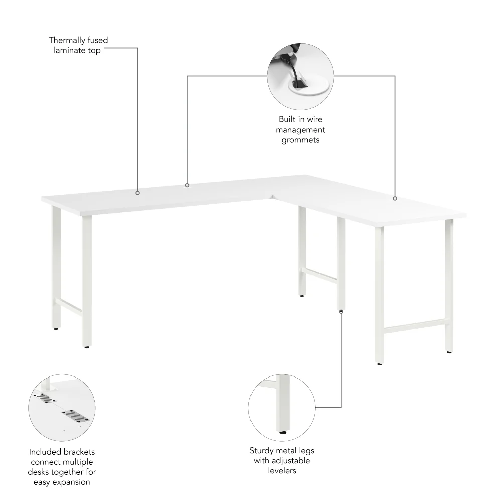 Hustle 72W x 24D L Shaped Computer Desk with Metal Legs - Image 7