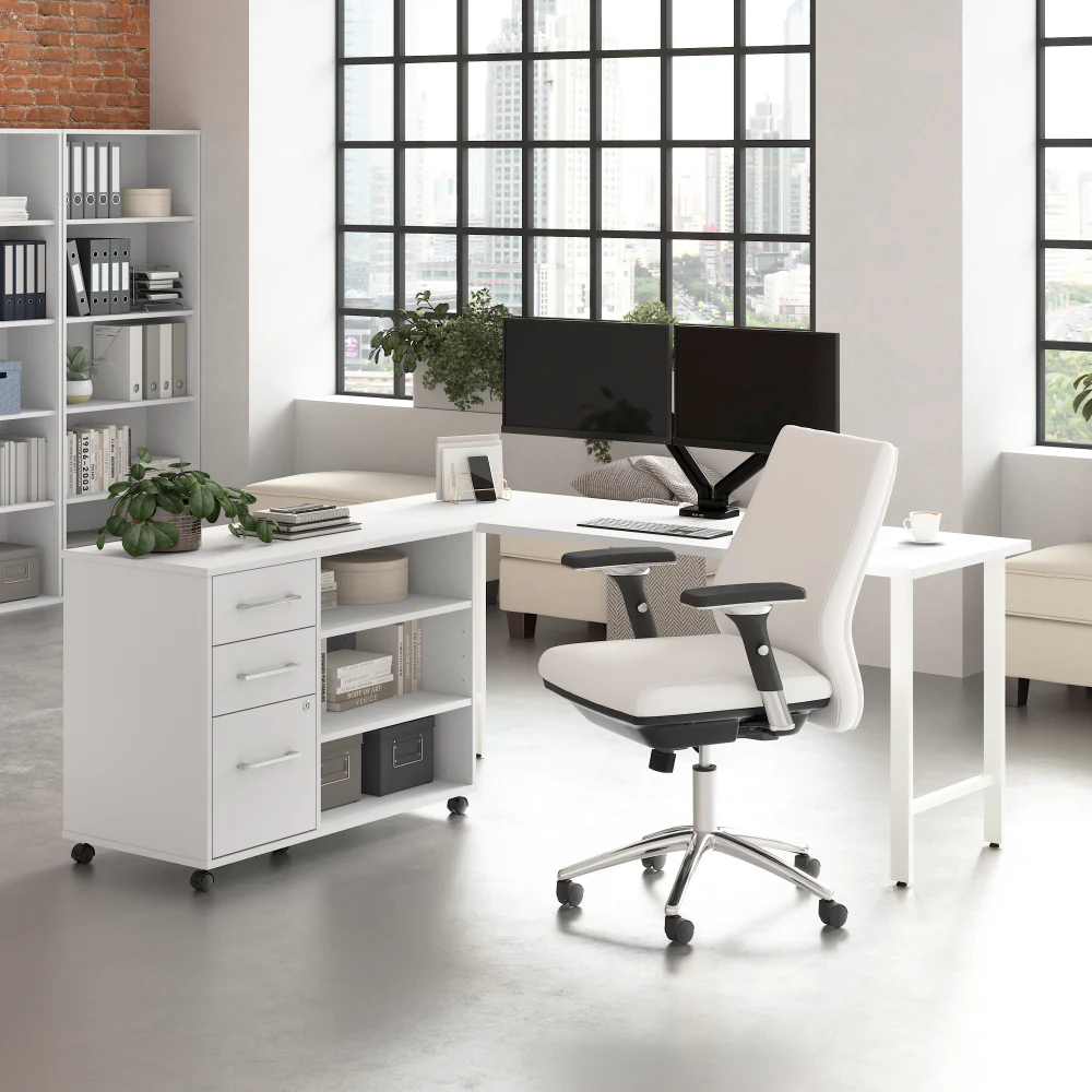 Hustle 72W x 24D Computer Desk and Storage Cabinet with Drawers and Shelves - Image 10