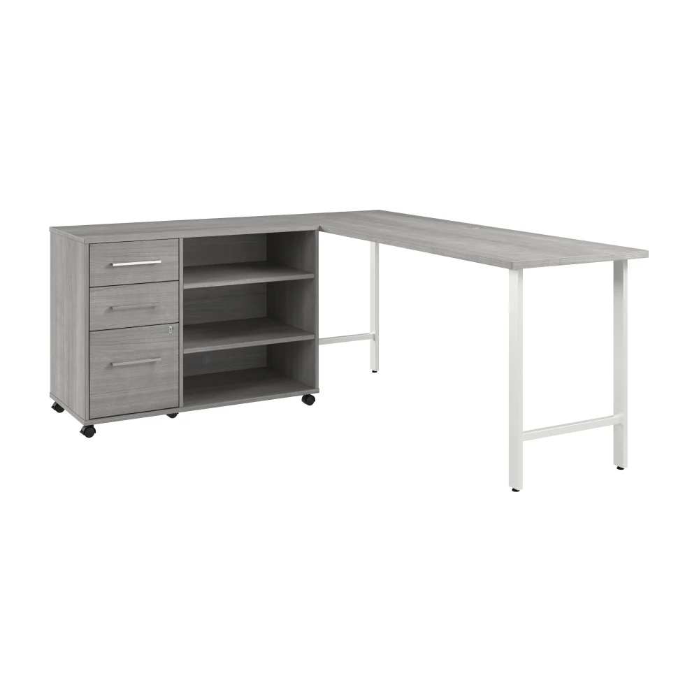 Hustle 72W x 24D Computer Desk and Storage Cabinet with Drawers and Shelves - Image 5