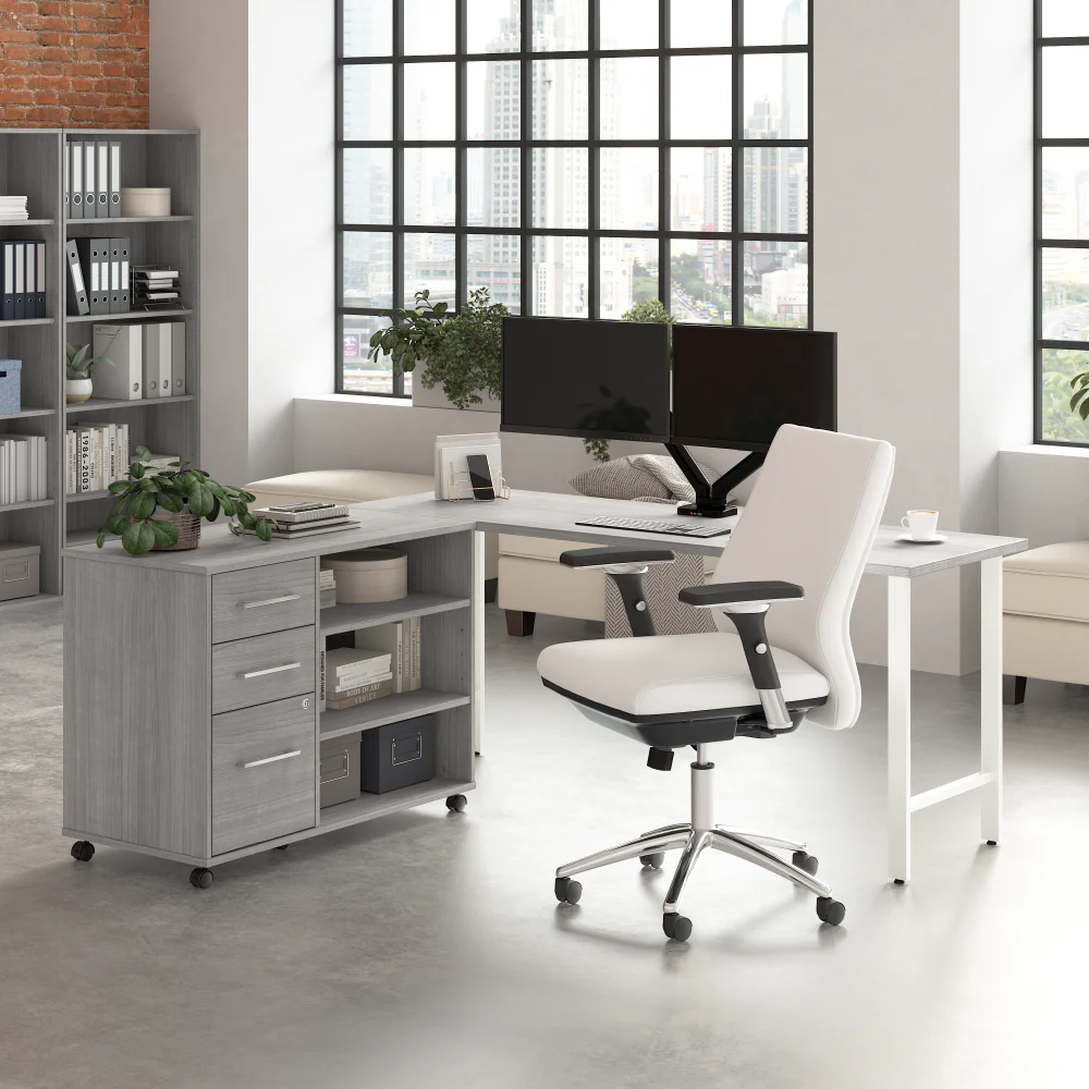 Hustle 72W x 24D Computer Desk and Storage Cabinet with Drawers and Shelves - Image 6