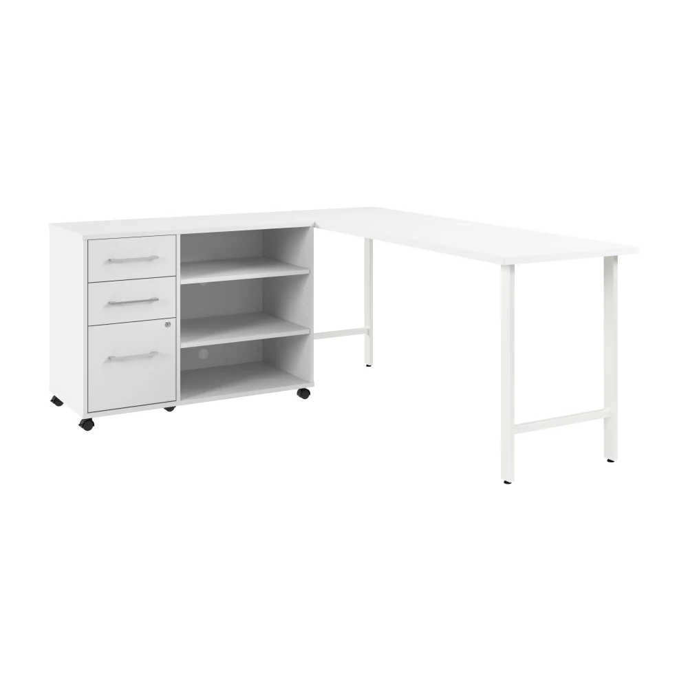 Hustle 72W x 24D Computer Desk and Storage Cabinet with Drawers and Shelves - Image 9