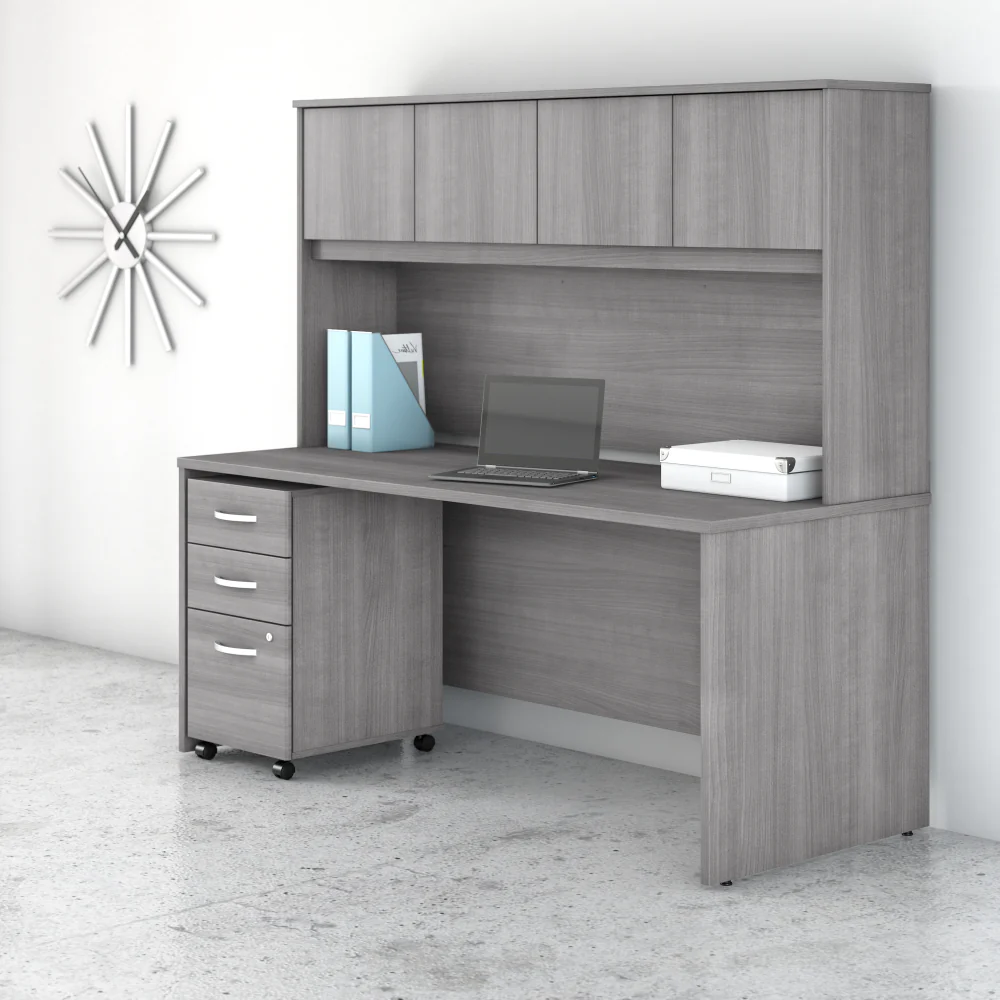 Studio C 72W x 30D Office Desk with Hutch and Mobile File Cabinet - Image 13