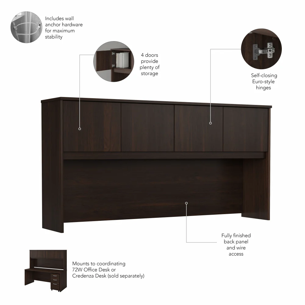 Studio C 72W x 30D Office Desk with Hutch and Mobile File Cabinet - Image 23